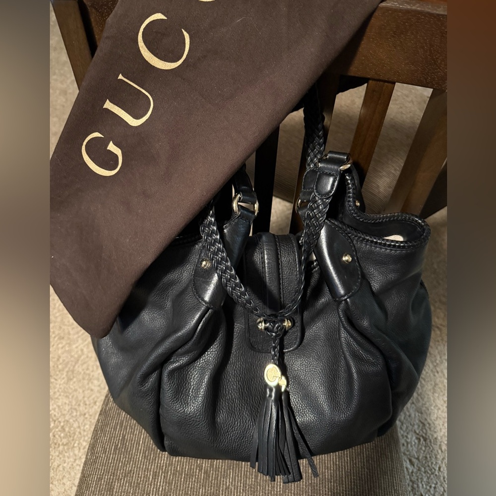 GUCCI Marrakech Black Leather Tote Bag in excellent condition!